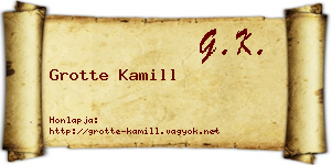 Grotte Kamill névjegykártya